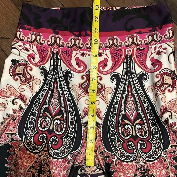 Venus Wide Leg Paisley Print Pant Stretchy Side zip Pink Multi Size XS Flowy - Picture 6 of 12